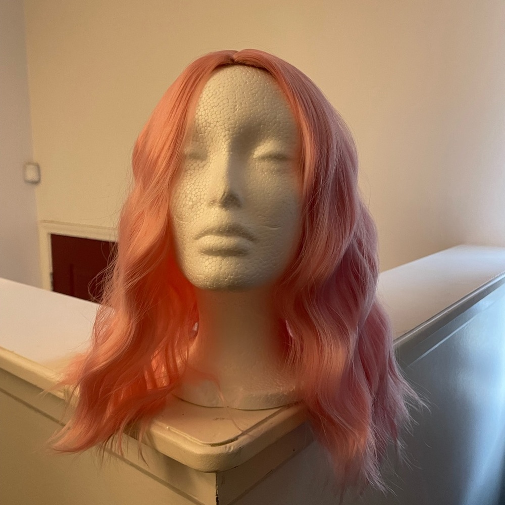Pastel pink deep wave synthetic wig